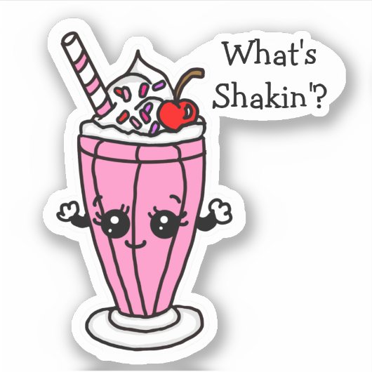 Strawberry Milkshake Wat is Shakin" Sticker (Voorkant)