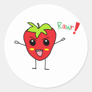Strawberry Monster Ronde Sticker