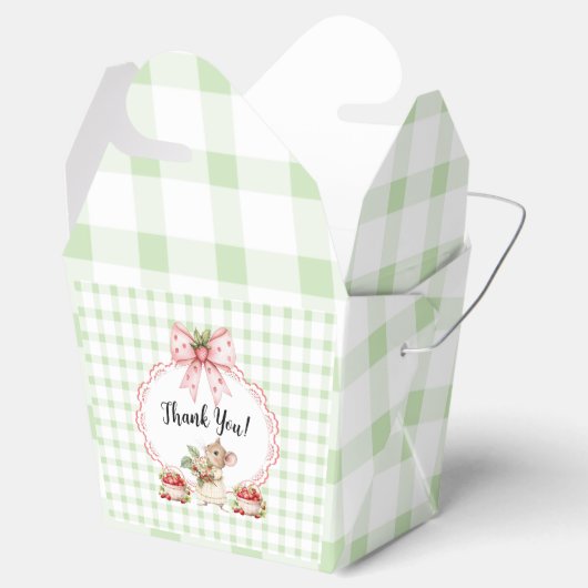 Strawberry Mouse Green Gingham Favoriet Box Bedankdoosjes (Geopend)