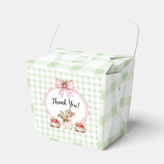 Strawberry Mouse Green Gingham Favoriet Box Bedankdoosjes (Voorkant Zijde)