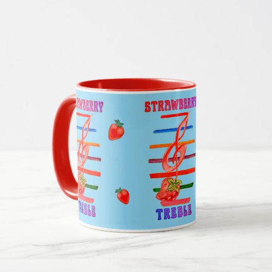 STRAWBERRY MUSIC NOTE DESIGNED MUG MOK (Voorkant links)