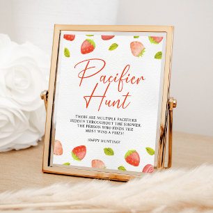 Strawberry Pacifier Hunt Berry Sweet Baby shower Poster