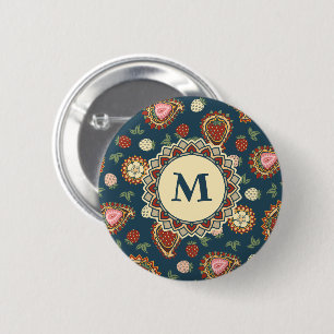 Strawberry Paisley Pattern Button