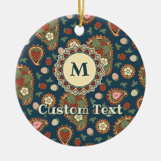 Strawberry Paisley Pattern Ceramic Ornament (Voorkant)