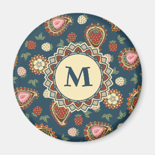 Strawberry Paisley Pattern Magnet Magneet
