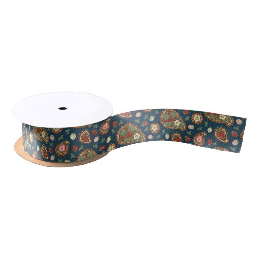 Strawberry Paisley Pattern Satin Ribbon Lint (Spoel)