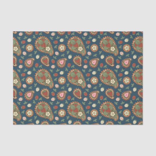 Strawberry Paisley Pattern Weefpapier Tissuepapier (Voorkant)