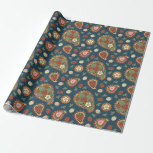 Strawberry Paisley Pattern Wrapping Paper Cadeaupapier