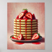 Strawberry Pancake Wall Art Print Aesthetic Poster (Devant)
