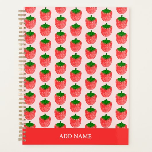 Strawberry Pattern Aangepaste naam Planner (Voorkant)