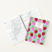 Strawberry Pattern Blue Pink Personalized Recipes Notitieboek (Binnen)