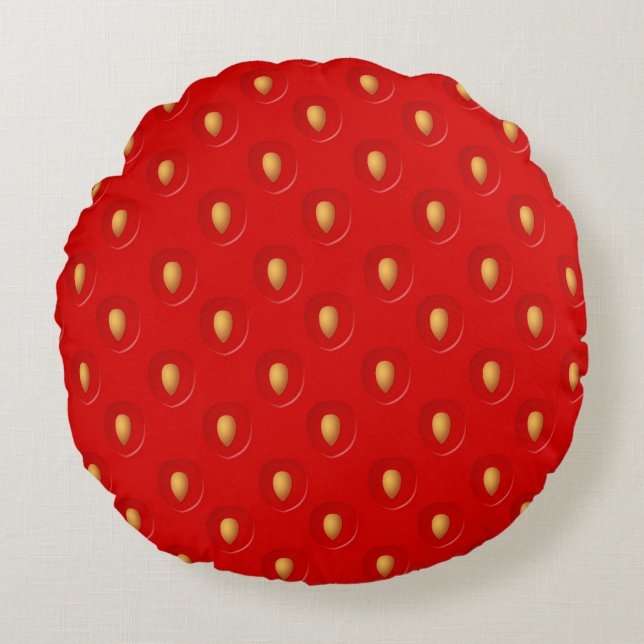 Strawberry Pattern Rond Kussen (Voorkant)
