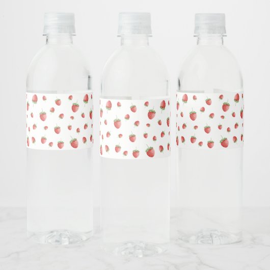 Strawberry Pattern Waterfles Etiket (Flessen)