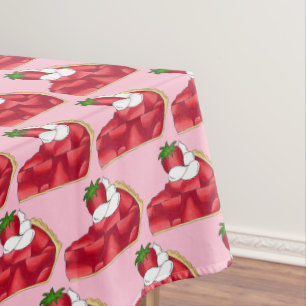 Strawberry Pie Slice Whipped Cream No Bake Dessert Tafelkleed