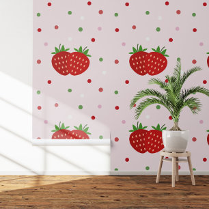 Strawberry Pink Art Wall Behang