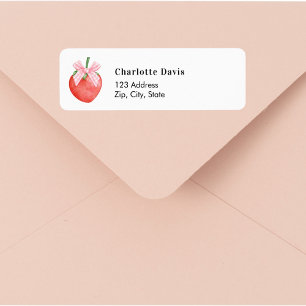 Strawberry pink bow retouradres etiket