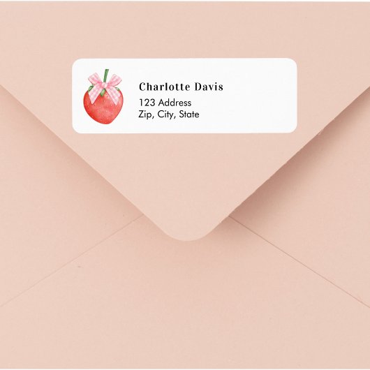 Strawberry pink bow retouradres etiket