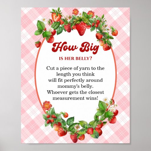 Strawberry Pink Gingham Belly Size Douche Spel Poster (Voorkant)