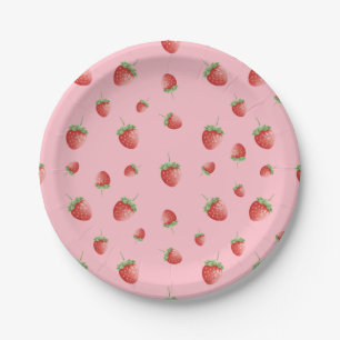 Strawberry Pink Verjaardag Papieren Bordje