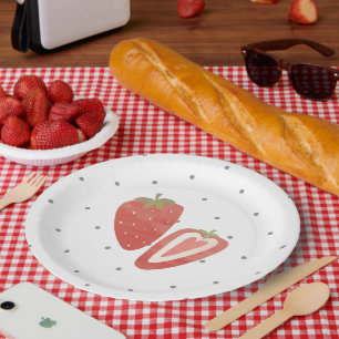 Strawberry polka dots papieren bordje