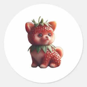Strawberry Pomeranian Ronde Sticker