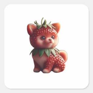 Strawberry Pomeranian Vierkante Sticker