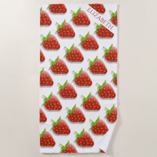 Strawberry Red Fruit Pattern Add Name of Text Strandlaken
