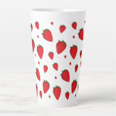 Strawberry Red White Fruitpatroon Latte Mok (Voorkant)