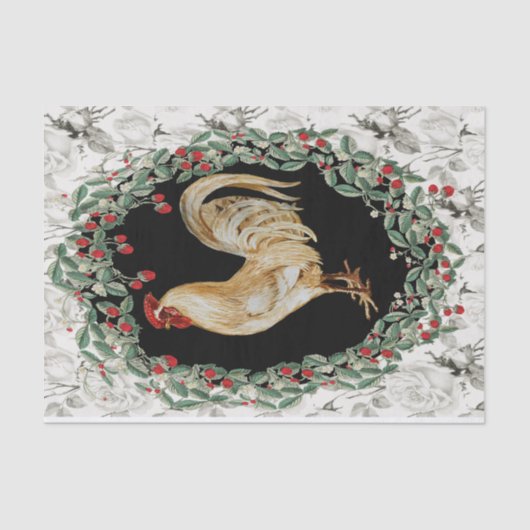 Strawberry Rooster Two Tissuepapier (Voorkant)