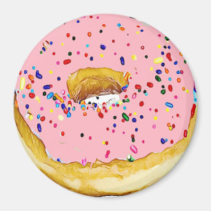 Strawberry roze Frosted Donut Sprinkles Magnet Magneet