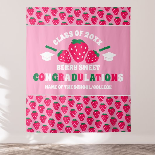 Strawberry School Reunion Afstuderen Banner Wandkleed