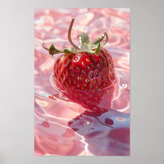 Strawberry Shimmering Licht Roze Water Surface Pos Poster (Voorkant)