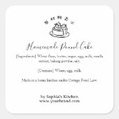 Strawberry Shortcake Cake Minimalist Ingredient Vierkante Sticker (Voorkant)