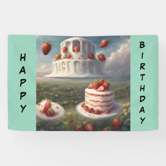 Strawberry shortcake Happy Birthday Banner (Horizontaal)