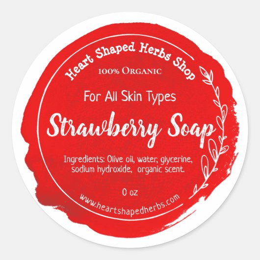  Strawberry Soap Label Handmade (Voorkant)