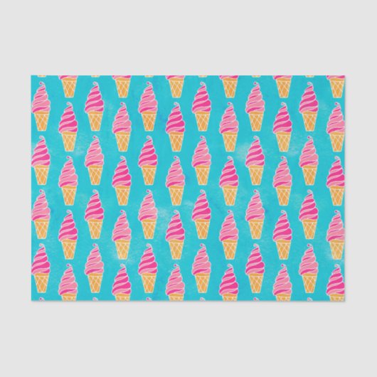 Strawberry Soft Ice Cream Cones Patroon Tissuepapier (Voorkant)