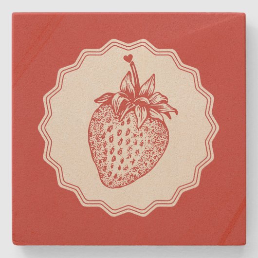Strawberry Stenen Onderzetter (Voorkant)