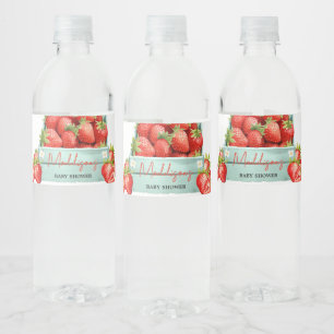 Strawberry Summer Baby shower Waterfles Etiket