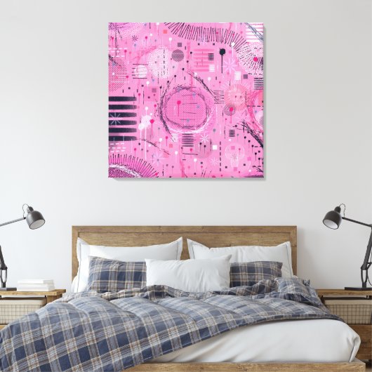Strawberry Sundae Abstract Art Canvas Afdruk (Insitu (Slaapkamer))