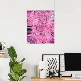 Strawberry Sundae Abstract Art  Poster