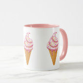 Strawberry sundae in wafelkegel met afvoerkraan mok (Voorkant rechts)