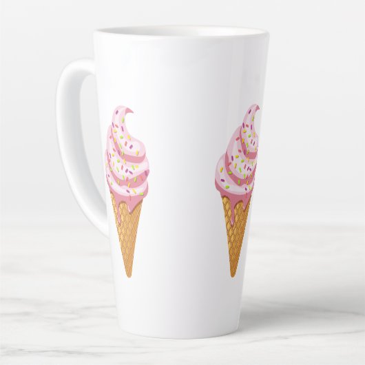 Strawberry sundae in wafelkegel met gooien latte mok (Linkerhoek)