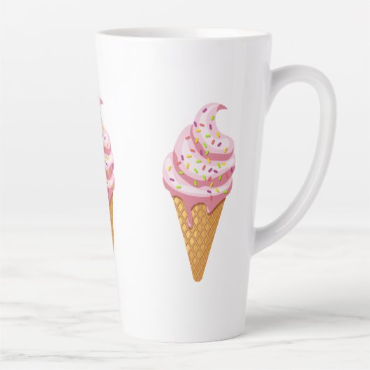 Strawberry sundae in wafelkegel met gooien latte mok (Rechts)