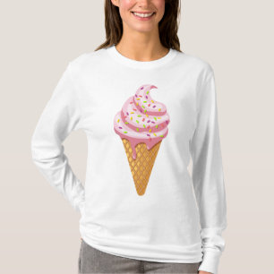 Strawberry sundae in wafelkegel met gooien t-shirt