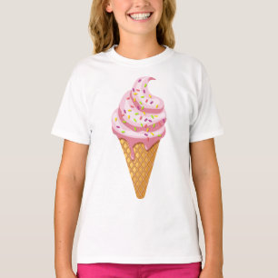 Strawberry sundae in wafelkegel met gooien t-shirt