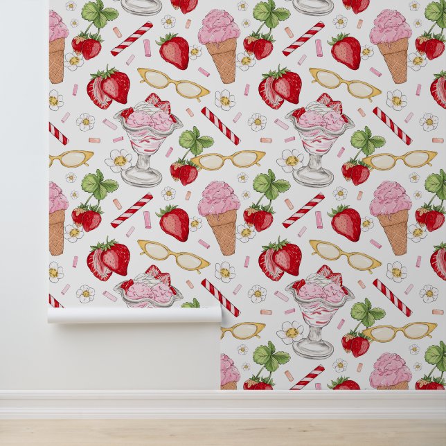 Strawberry Sundae Pattern Behang (Applicatie)