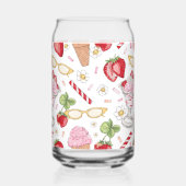 Strawberry Sundae Pattern Blikvorm Glas (Achterkant)