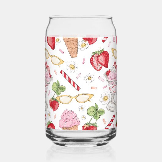 Strawberry Sundae Pattern Blikvorm Glas (Achterkant)