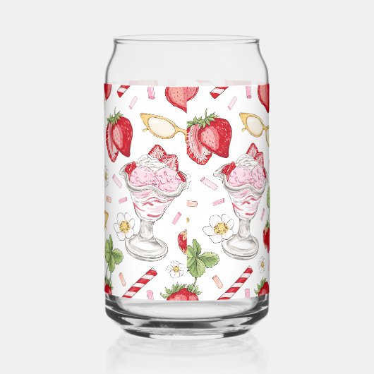Strawberry Sundae Pattern Blikvorm Glas (Rechts)