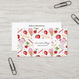Strawberry Sundae Pattern Visitekaartje